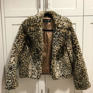 Leopard Print Faux Fur Coat